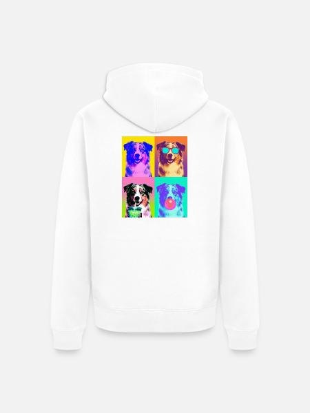 Hunde Australian Shepherd Hund - Unisex Premium Bio Zip Hoodie - Weiß
