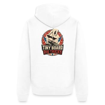 Backprint: Fingerboard Fingerboarding Skateboard - Unisex Premium Bio Zip Hoodie - Weiß - Hinten - Thijin (182cm)