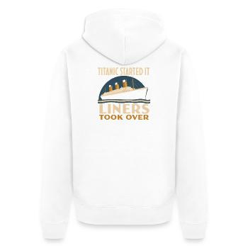 Ozeandampfer Maritime Geschichte Historisches - Unisex Premium Bio Zip Hoodie - Weiß - Hinten - Thijin (182cm)