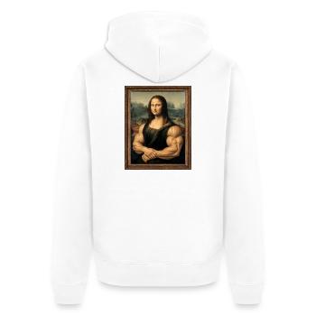 Die muskulöse Mona Lisa - Unisex Premium Bio Zip Hoodie - Weiß - Hinten - Thijin (182cm)