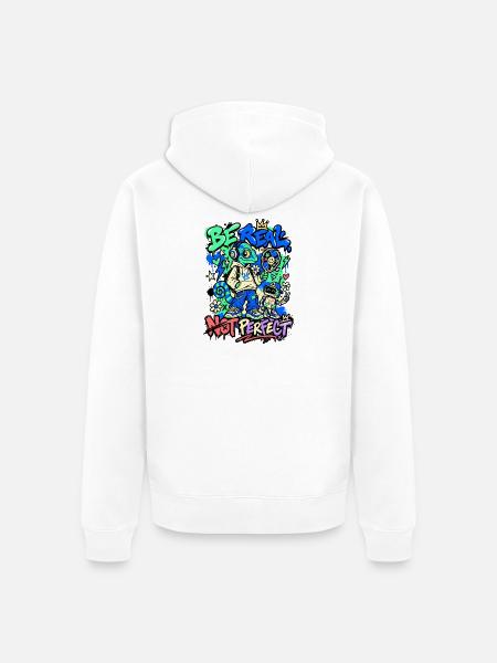 Sei echt, nicht perfekt - Unisex Premium Bio Zip Hoodie - Weiß