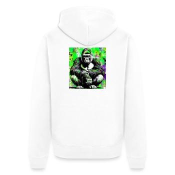 Gorilla - Unisex Premium Bio Zip Hoodie - Weiß - Hinten - Thijin (182cm)
