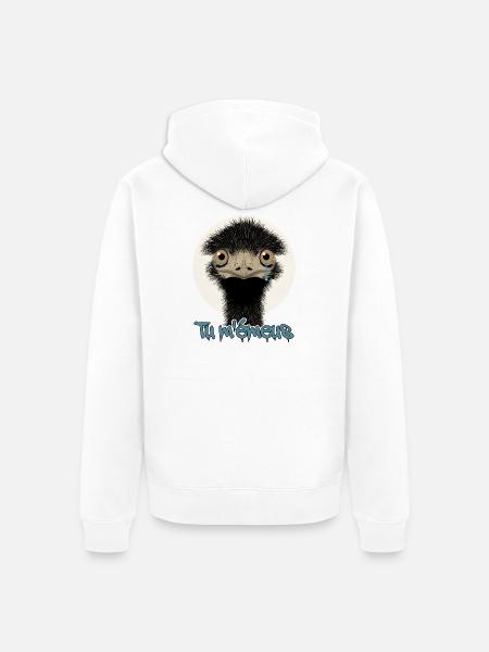 TU M'ÉMUS (Vogel, Emotion) - Unisex Premium Bio Zip Hoodie - Weiß
