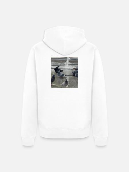 Taubenliebe am Brunnen - Unisex Premium Bio Zip Hoodie - Weiß