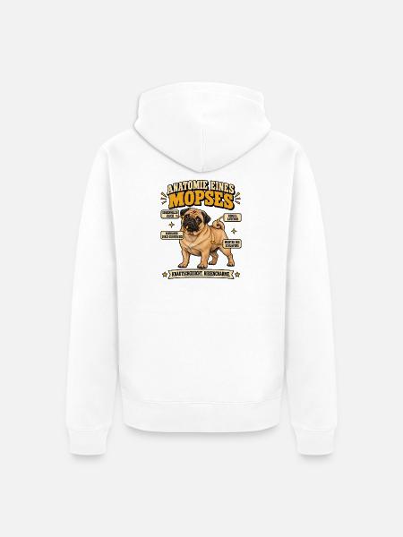 Mops Anatomie Lustiger Mops Spruch Geschenk - Unisex Premium Bio Zip Hoodie - Weiß