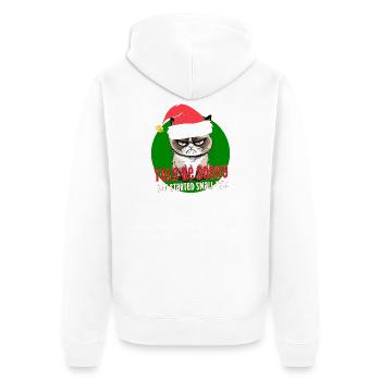 Wütende Weihnachtskatze Weihnachtsmannhut-Smalltalk - Unisex Premium Bio Zip Hoodie - Weiß - Hinten - Thijin (182cm)