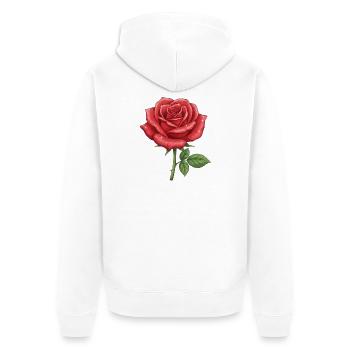 Rote Rose - Unisex Premium Bio Zip Hoodie - Weiß - Hinten - Thijin (182cm)
