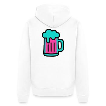 Bierkrug Neon Schaum Icon - Unisex Premium Bio Zip Hoodie - Weiß - Hinten - Thijin (182cm)