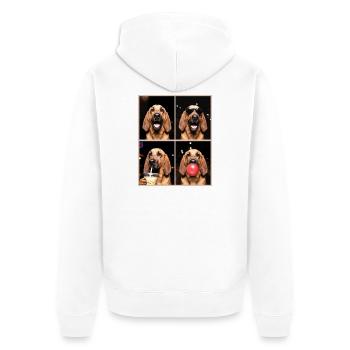 Hunde Bluthund Hund - Unisex Premium Bio Zip Hoodie - Weiß - Hinten - Thijin (182cm)