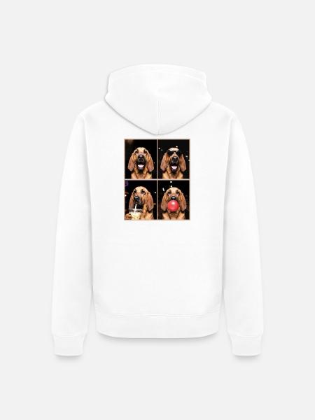 Hunde Bluthund Hund - Unisex Premium Bio Zip Hoodie - Weiß