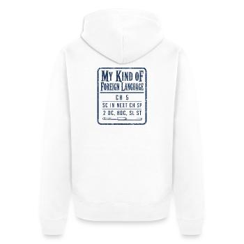 Meine Art Von Fremdsprache Lustiges Häkelmuster - Unisex Premium Bio Zip Hoodie - Weiß - Hinten - Thijin (182cm)