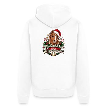 Pferdemädchen im Weihnachtsmodus - Unisex Premium Bio Zip Hoodie - Weiß - Hinten - Thijin (182cm)