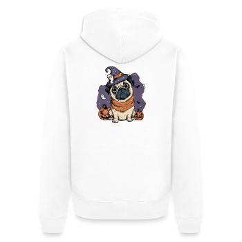 Mops Halloween - Unisex Premium Bio Zip Hoodie - Weiß - Hinten - Thijin (182cm)
