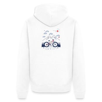 Mountainbiking Skizze - Unisex Premium Bio Zip Hoodie - Weiß - Hinten - Thijin (182cm)