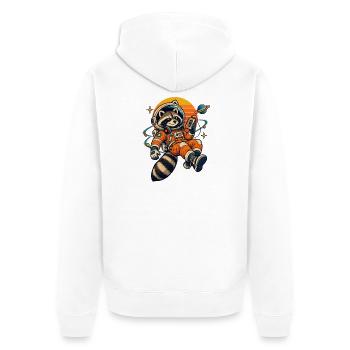 Orbit Bandit  - Unisex Premium Bio Zip Hoodie - Weiß - Hinten - Thijin (182cm)