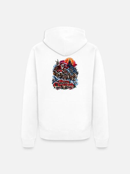 Gothic Santa Schlitten - Unisex Premium Bio Zip Hoodie - Weiß