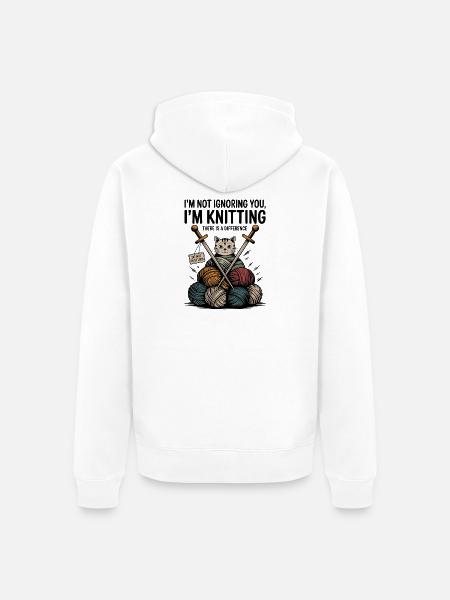 Knitting Lover – Yarn & Stricken Design - Unisex Premium Bio Zip Hoodie - Weiß