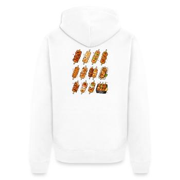 Kawaii Yakitori | Japanische Grillspieße - Unisex Premium Bio Zip Hoodie - Weiß - Hinten - Thijin (182cm)