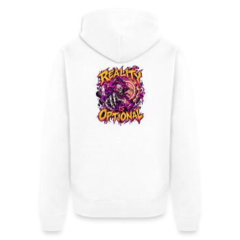 Reality is Optional - Unisex Premium Bio Zip Hoodie - Weiß - Hinten - Thijin (182cm)