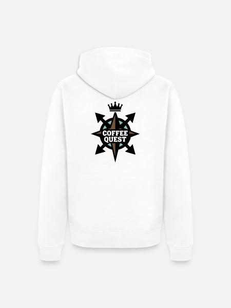 Coffee Quest Kompass Wappen - Unisex Premium Bio Zip Hoodie - Weiß