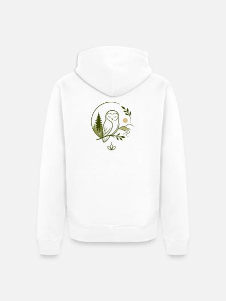 Eule Ruhe Natur - Unisex Premium Bio Zip Hoodie - Weiß