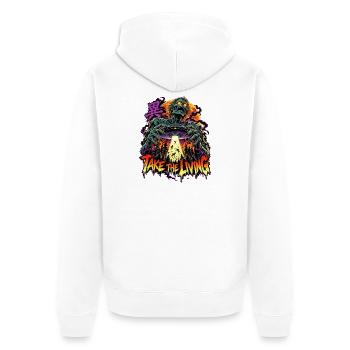 Take the Living: Alien Zombie Abduction - Unisex Premium Bio Zip Hoodie - Weiß - Hinten - Thijin (182cm)