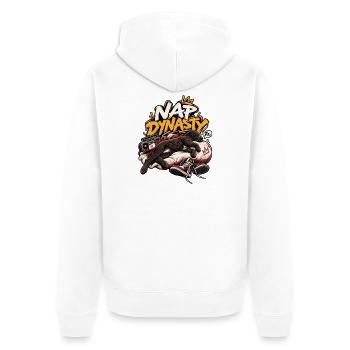 Nap-Dynastie-Welpe gekrönt in Snooze - Unisex Premium Bio Zip Hoodie - Weiß - Hinten - Thijin (182cm)