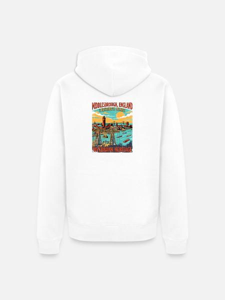 City Middlesbrough England Teesside Riverbank - Unisex Premium Bio Zip Hoodie - Weiß