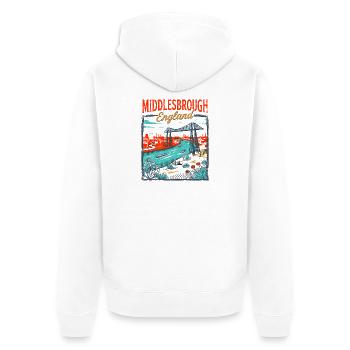 City Middlesbrough England Teesside Riverbank - Unisex Premium Bio Zip Hoodie - Weiß - Hinten - Thijin (182cm)
