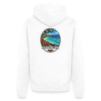 Hanauma Bay Hawaii Bucht Strand Urlaub Vintage - Unisex Premium Bio Zip Hoodie - Weiß - Hinten - Thijin (182cm)