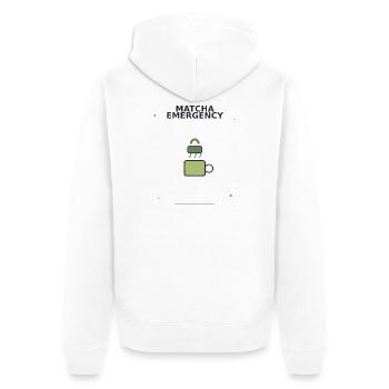 Matcha Notfall Sicherheits-Logo - Unisex Premium Bio Zip Hoodie - Weiß - Hinten - Thijin (182cm)