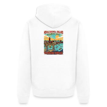 City Middlesbrough England Teesside Riverbank - Unisex Premium Bio Zip Hoodie - Weiß - Hinten - Thijin (182cm)