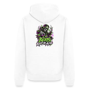 Beats Keep Me Alive Neon DJ - Unisex Premium Bio Zip Hoodie - Weiß - Hinten - Thijin (182cm)