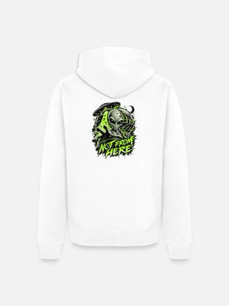 Nicht Von Hier Alien Neon - Unisex Premium Bio Zip Hoodie - Weiß