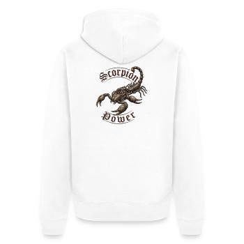 Sternzeichen Skorpion Kraft - Unisex Premium Bio Zip Hoodie - Weiß - Hinten - Thijin (182cm)