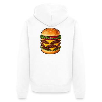 Dreifacher Cheeseburger Kraft - Unisex Premium Bio Zip Hoodie - Weiß - Hinten - Thijin (182cm)