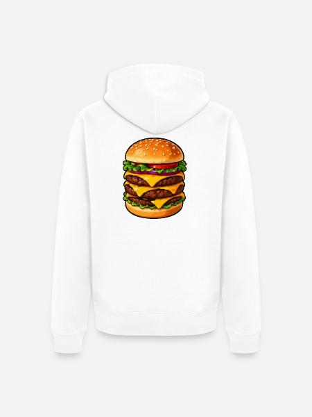 Dreifacher Cheeseburger Kraft - Unisex Premium Bio Zip Hoodie - Weiß