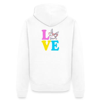 Boston Terrier - Unisex Premium Bio Zip Hoodie - Weiß - Hinten - Thijin (182cm)