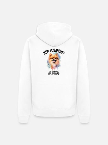 Zwergspitz Schlafshirt Aquarell - Unisex Premium Bio Zip Hoodie - Weiß