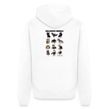  Halloween Tierdiagramm Schwarze Katze Fledermaus - Unisex Premium Bio Zip Hoodie - Weiß - Hinten - Thijin (182cm)