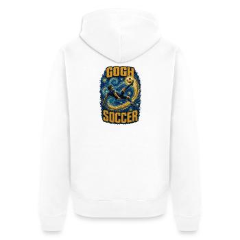 Gogh Fußball  - Unisex Premium Bio Zip Hoodie - Weiß - Hinten - Thijin (182cm)