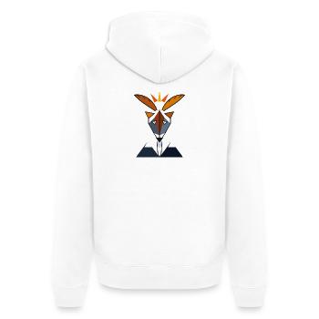 Hirsch - Unisex Premium Bio Zip Hoodie - Weiß - Hinten - Thijin (182cm)