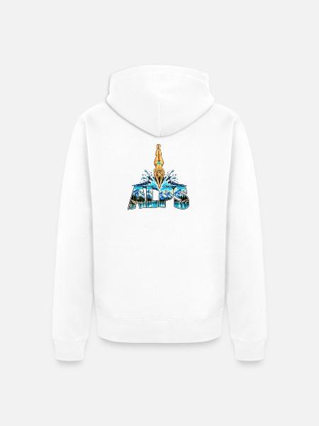 Alpen Sprung ins Bergsee Abenteuer - Unisex Premium Bio Zip Hoodie - Weiß
