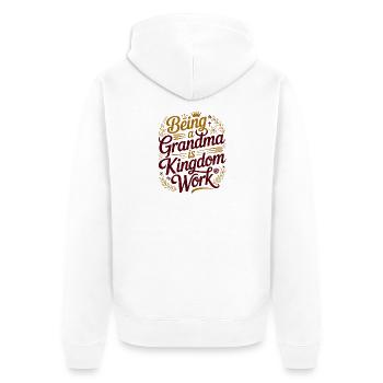 Großmutter zu sein ist Reichsarbeit - Unisex Premium Bio Zip Hoodie - Weiß - Hinten - Thijin (182cm)