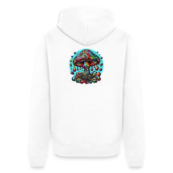 MUSHROOM - Unisex Premium Bio Zip Hoodie - Weiß - Hinten - Thijin (182cm)
