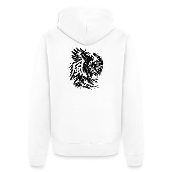 Winddrache im Sturm - Unisex Premium Bio Zip Hoodie - Weiß - Hinten - Thijin (182cm)