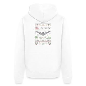B2 Bomber Weihnachtspullover - Unisex Premium Bio Zip Hoodie - Weiß - Hinten - Thijin (182cm)
