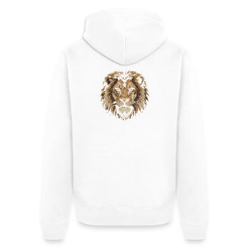 Löwenkopf Vintage-Porträt - Unisex Premium Bio Zip Hoodie - Weiß - Hinten - Thijin (182cm)
