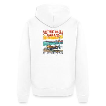 Southend-on-Sea England Longest Pier in the World - Unisex Premium Bio Zip Hoodie - Weiß - Hinten - Thijin (182cm)
