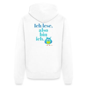 Ich lese, also bin ich! - Unisex Premium Bio Zip Hoodie - Weiß - Hinten - Thijin (182cm)
